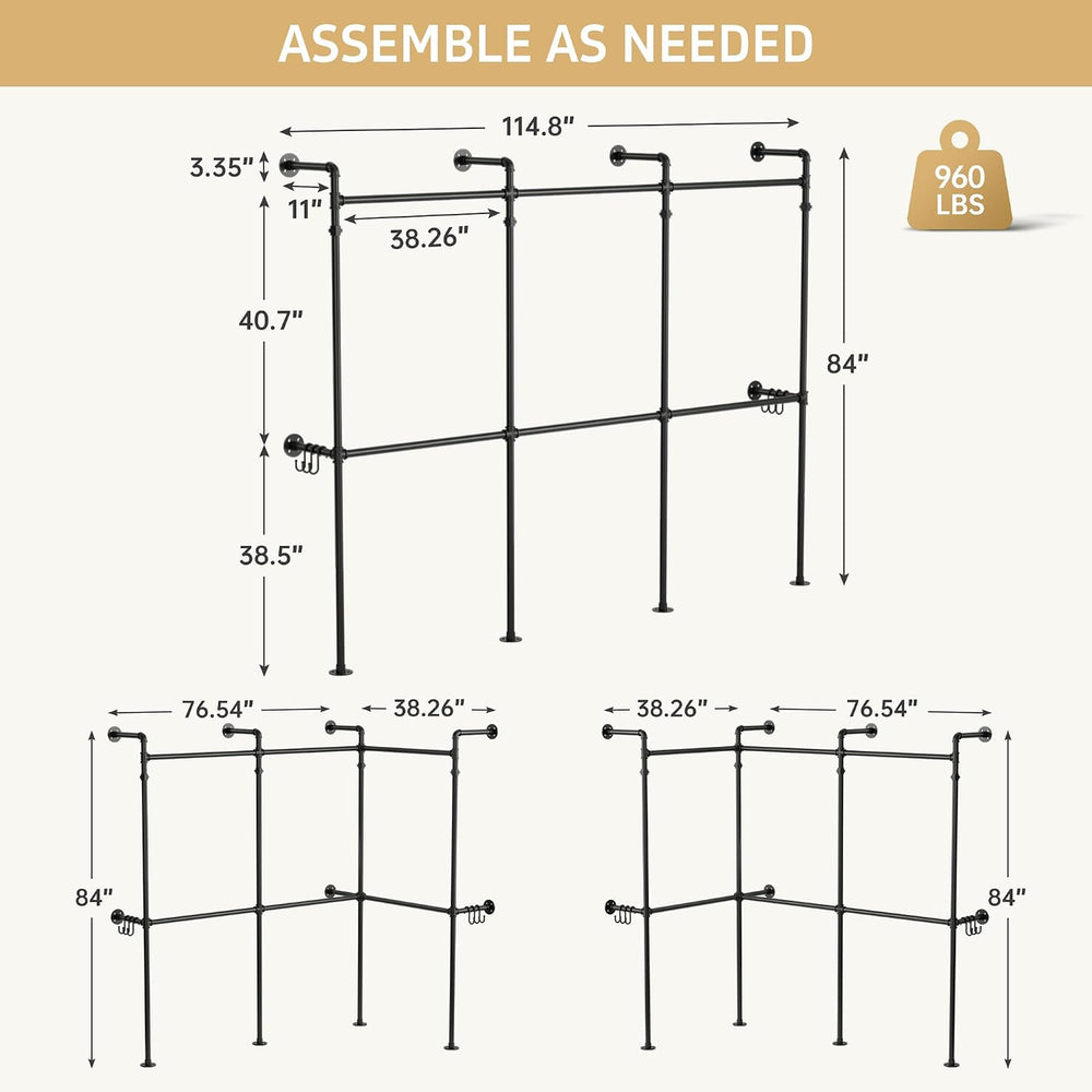 Kryonix Wall Mounted Closet System, 6 Hanging Rods