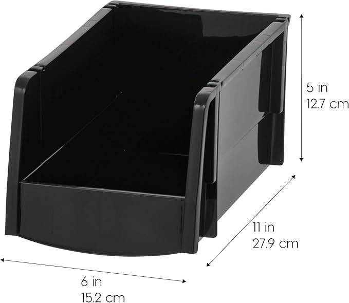 IRIS USA Plastic Shelf Bins Stackable Open Front Storage Bins Plastic Hanging...