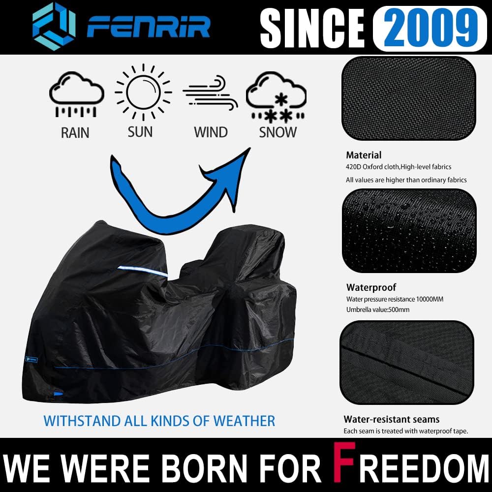FENRIR 420D 90" INCH Motorcycle Cover Waterproof Outdoor Storage Compati...