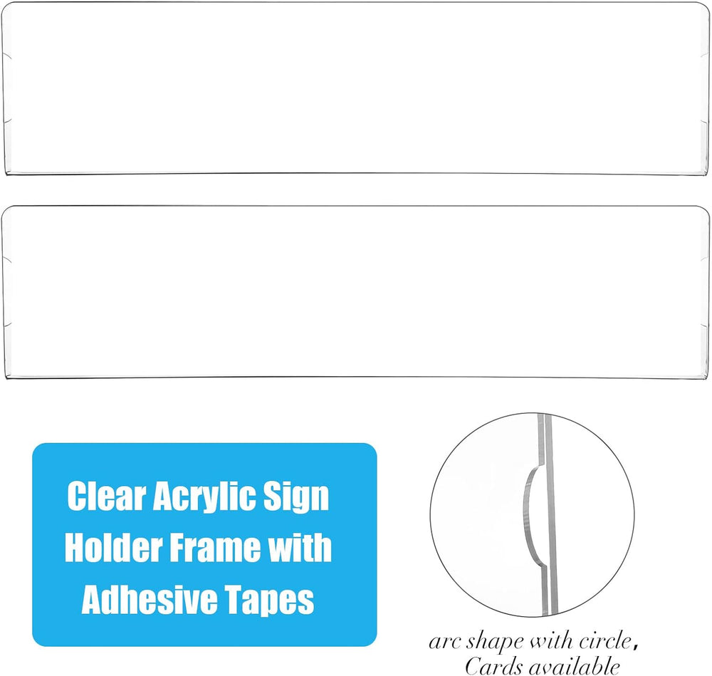 100 Sets 2 x 8 Inch Acrylic Wall Name Plate Holder Clear Plastic Sign Holder ...