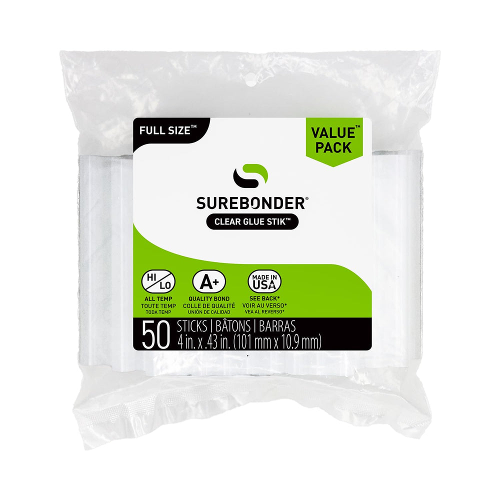 Surebonder Full Size All Purpose Clear 4" Hot Glue Sticks - 250 Pack DT-...