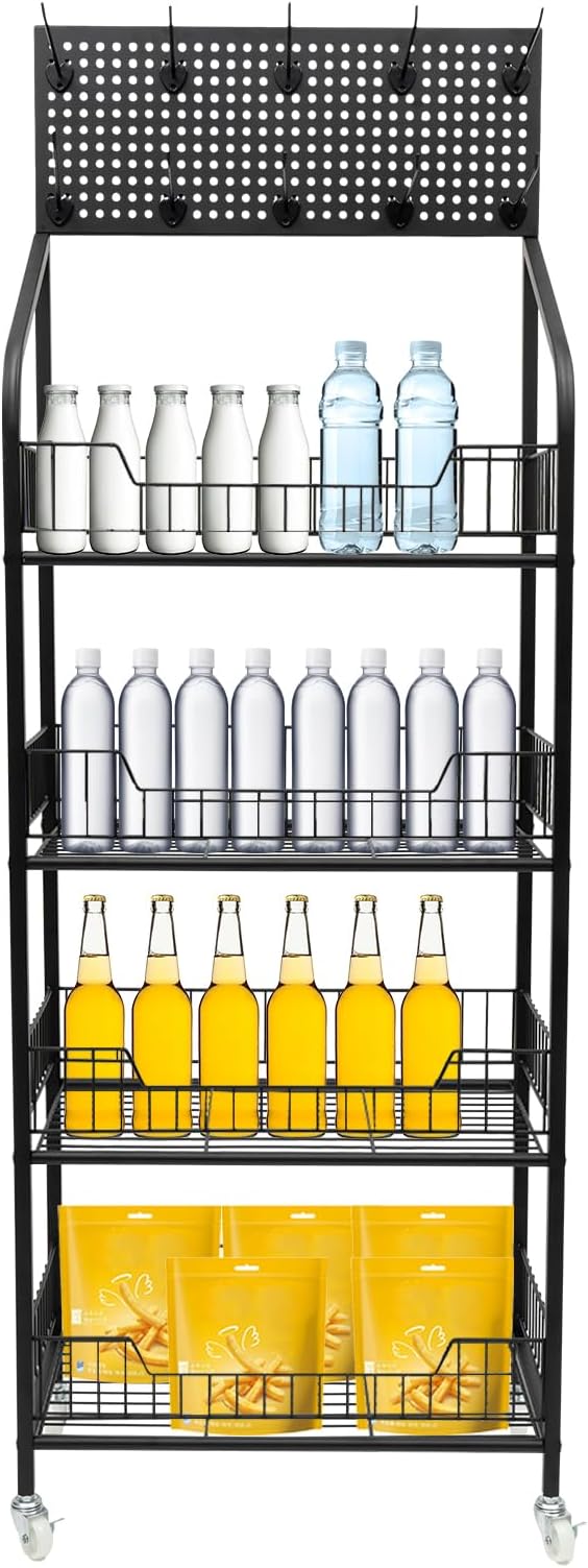 Retail Display Rack 4-Tier Market Merchandise Display Shelf