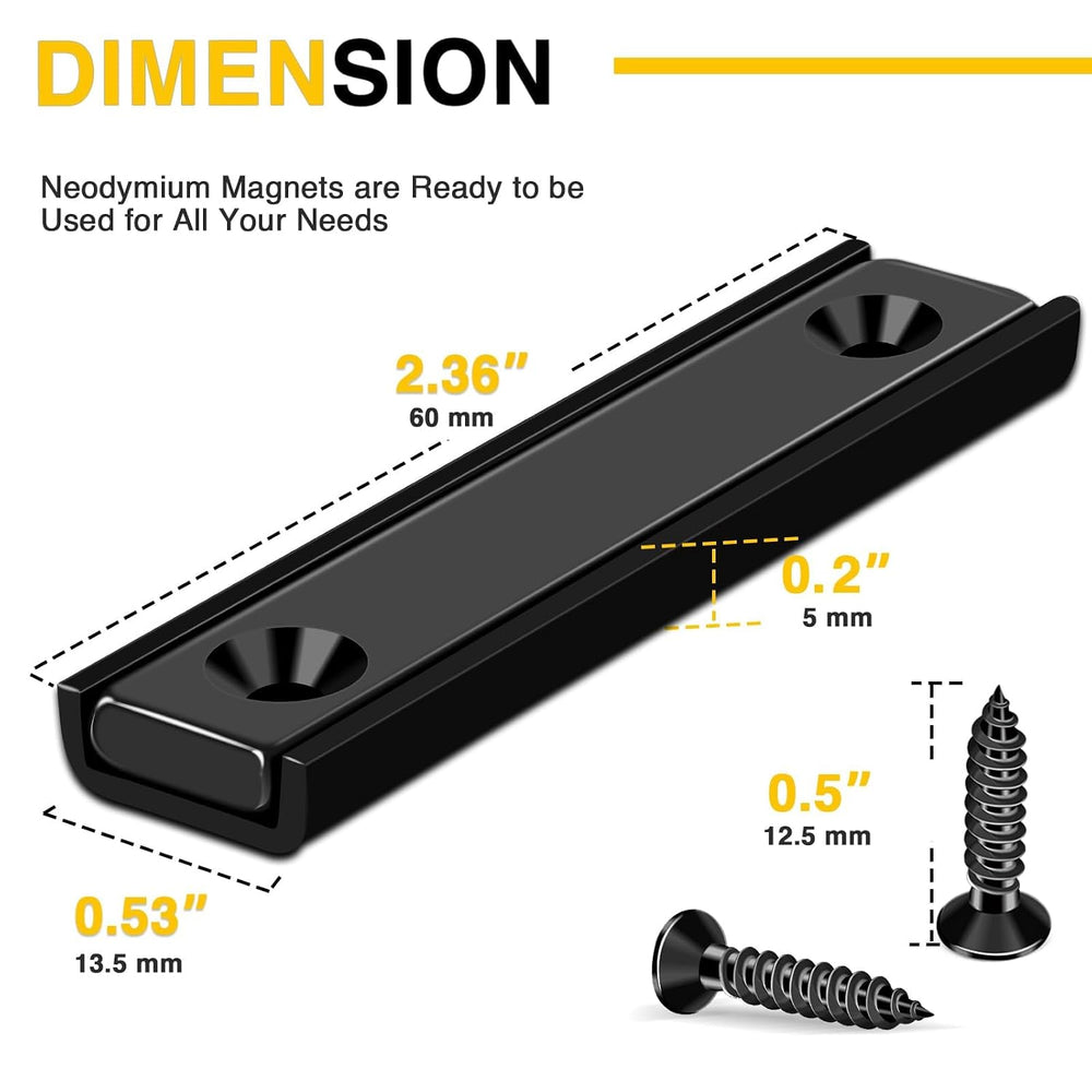 DIYMAG Magnets Strips,50 Packs 80 LBS Countersunk Hole Magnet with Screws