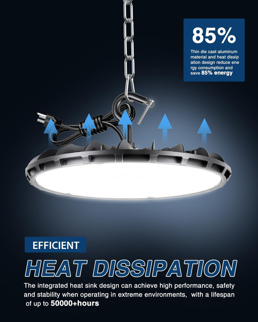 100W UFO LED High Bay Light, Aluminum LED Shop Lights with 13000LM