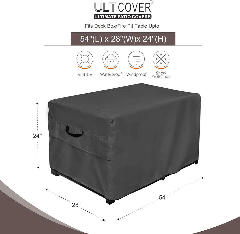 ULTCOVER Waterproof Outdoor Deck Box Cover 54L x 28W x 24H in, Black