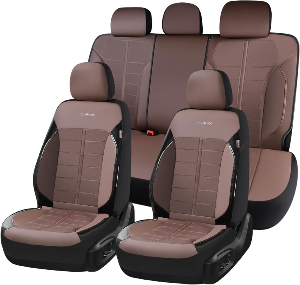 Coverado Full Set Leather Car Seat Covers, Crafted with Full Leather Construc...