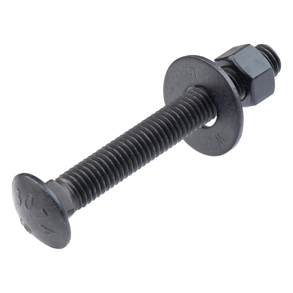 1/2 in. x 3-1/2 in. Black Carriage Bolt Kit Includes 12 Bolts, 12 Washers, an...
