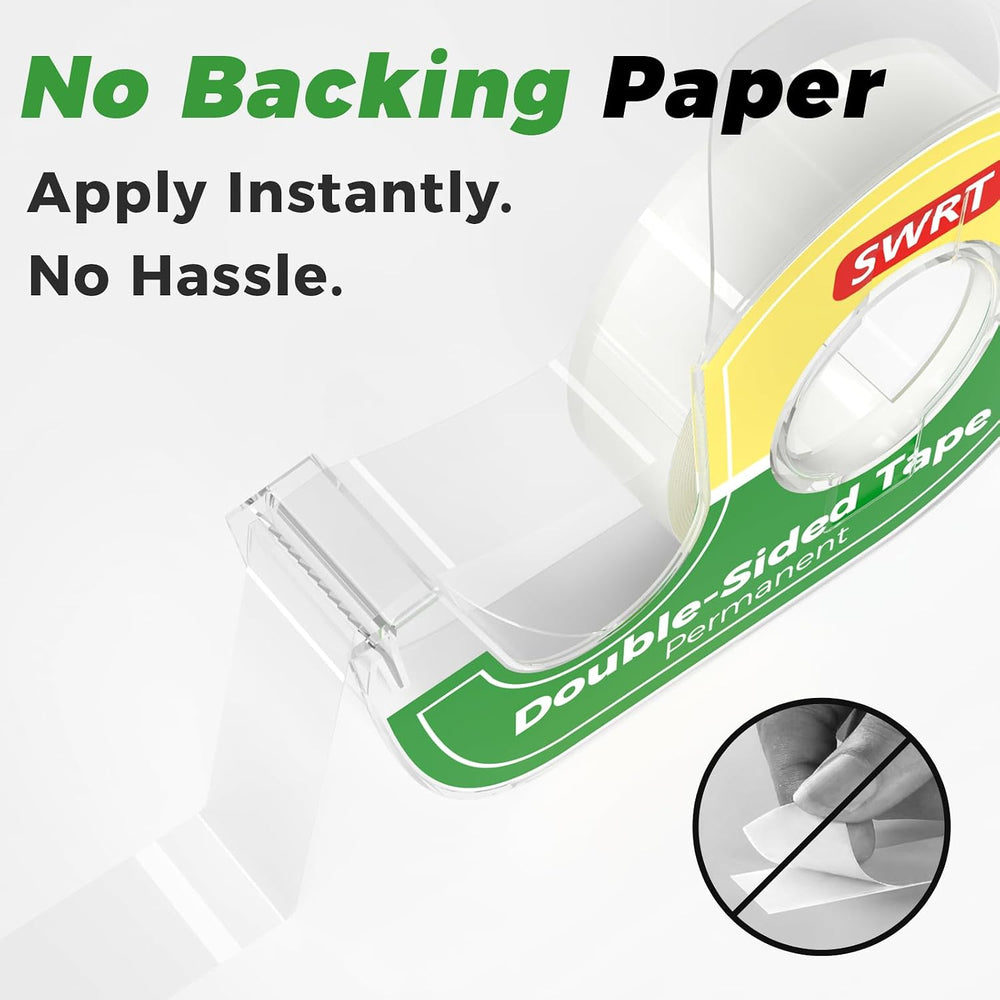 Double-Sided Tape, 1/2 in x 300 in, 24 Pack with Dispensers