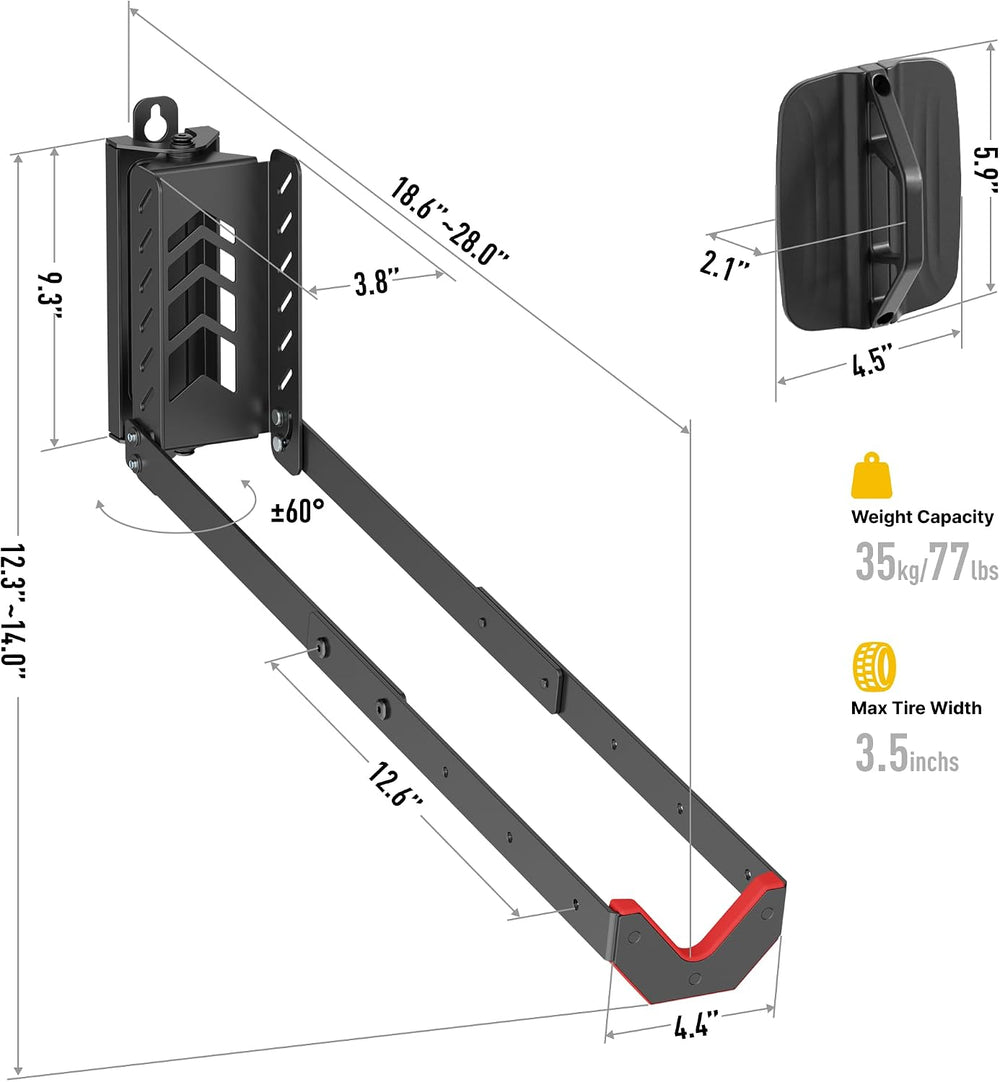 monTEK No-Lift Swivel Bike Wall Mount, Bike Hangers for Garage, 4 Pack