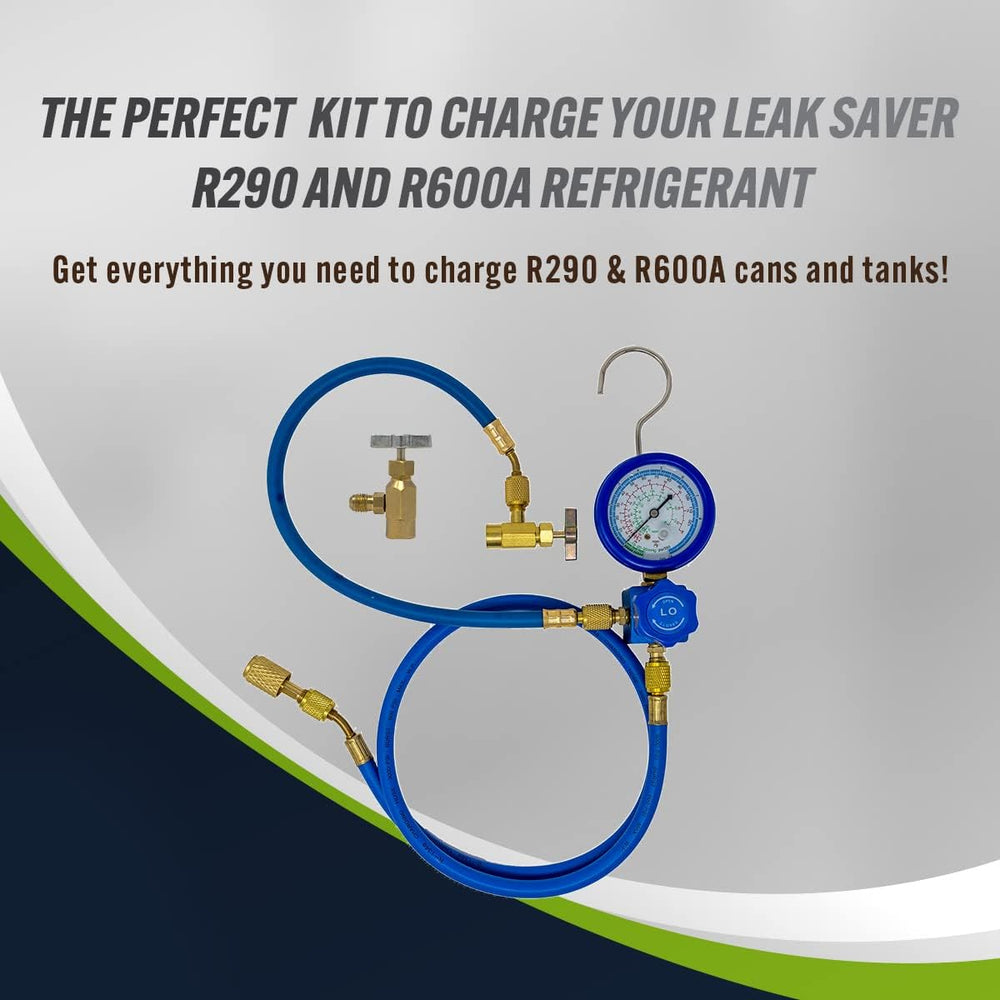 Leak Saver Complete R290 and R600A Charging Manifold Hose and Gauge Set with ...