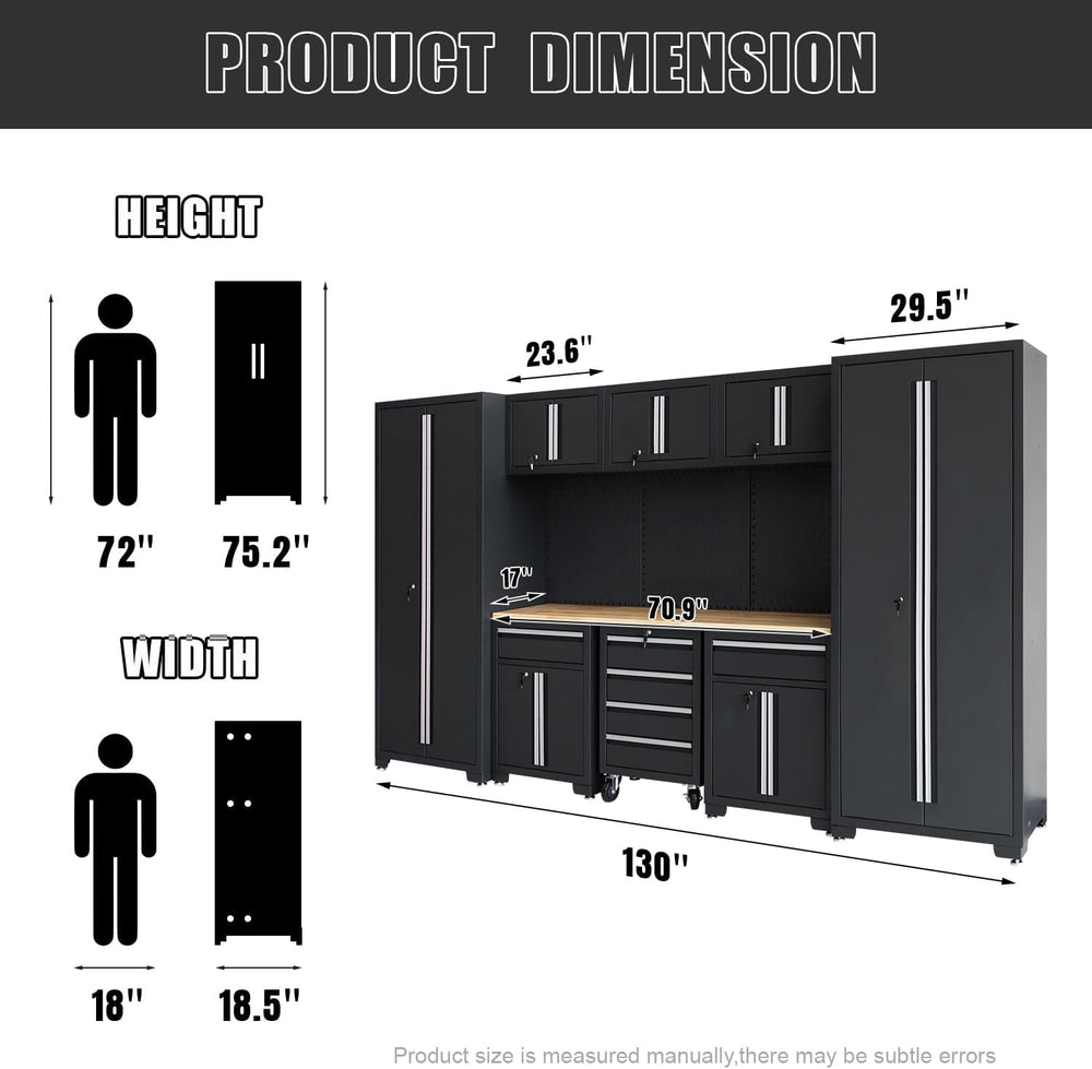 Garage Storage Cabinet System 12-Pcs Workshop Set, Black