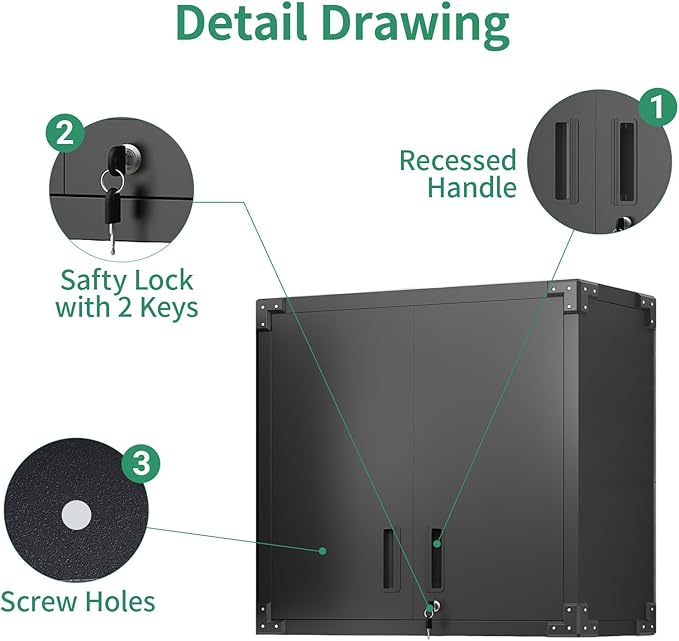 Metal Tool Cabinet, Garage Storage Cabinet System, Wall Cabinet & Locking