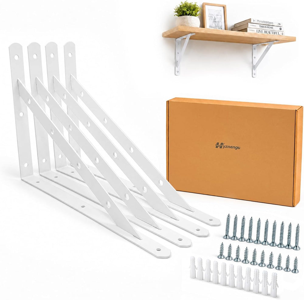 Shelf Brackets Heavy Duty, 4 Pack White 16inch Floating Shelf Bracket, Max Lo...