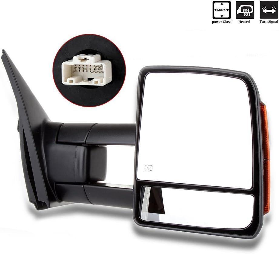 Passenger Side Towing Mirrors Fits 2007-2017 for Toyota for Tundra, Power Adj...