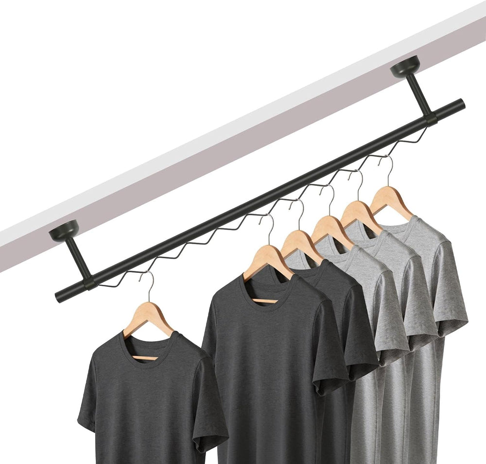 Black Closet Rail Hanging for Wall Mount, Any-Angle Ceiling Mount Rod