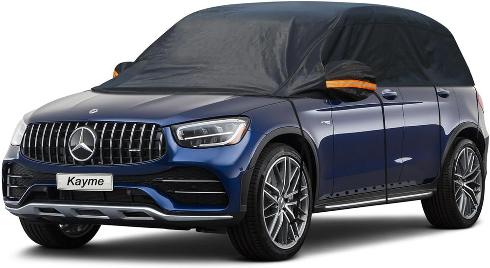 Kayme Half Car Cover, Windshield Cover for Ice and Snow Top with Reflective S...