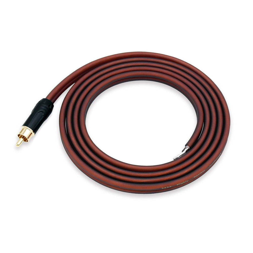 Yuchenfeng Gold-Plated RCA to Bare Wire Speaker Cable - 14AWG OFC Copper Audi...