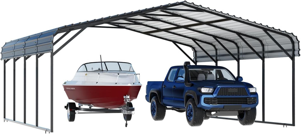 EBE 20' x 20' Metal Carport, Outdoor Heavy Duty Carports Canopy with ...