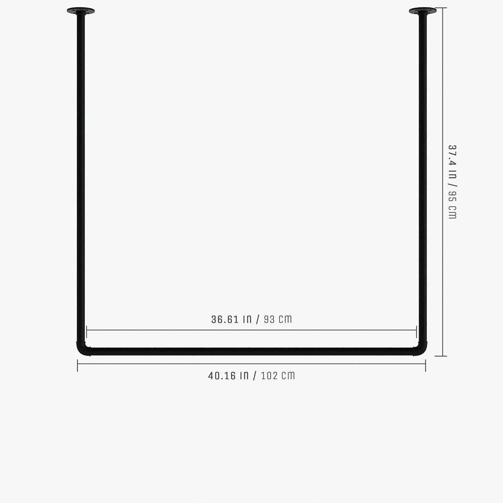 pamo Ceiling Mounted Clothes Rack – Black, 41x38 in, 55 lbs Capacity