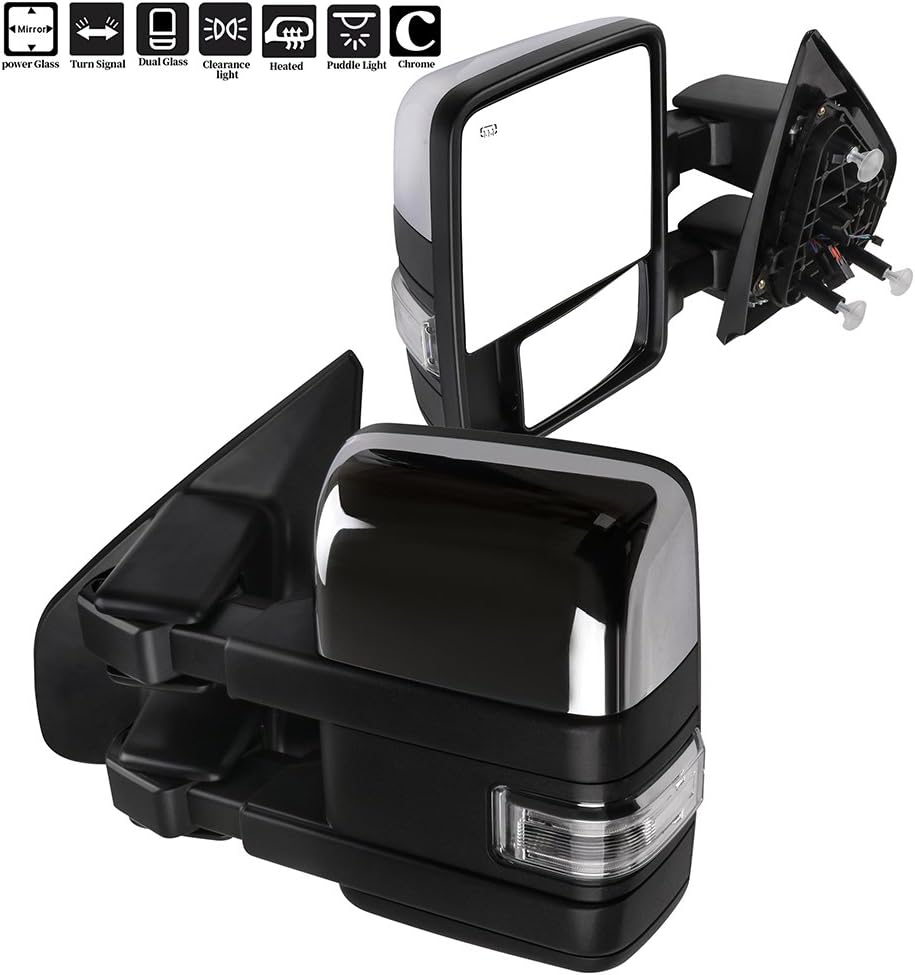 A Pair Heated Towing Mirrors Fits 2004-2014 for Ford for F-150 Pickup Truck, ...