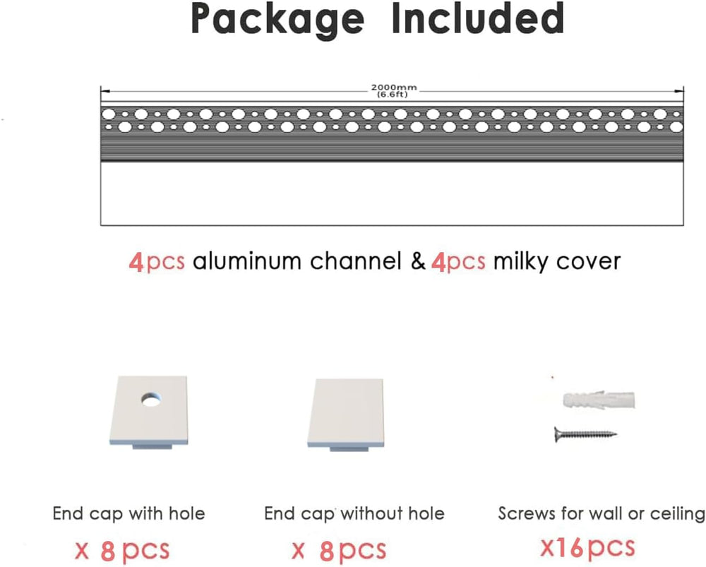 Plaster LED Channel,White Drywall LED Strip Light Channel 4x2m