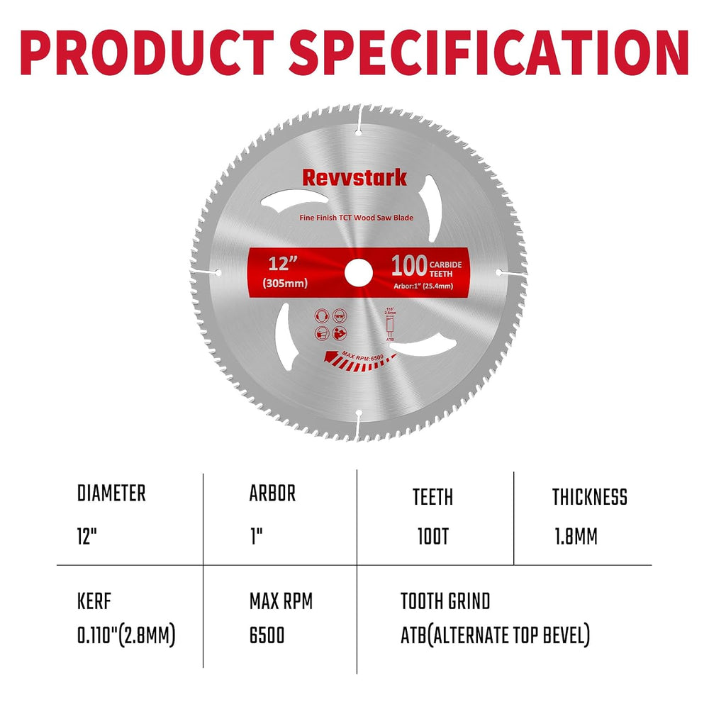 Circular Saw Blade 12 Inch 100T for Cutting Various Wood