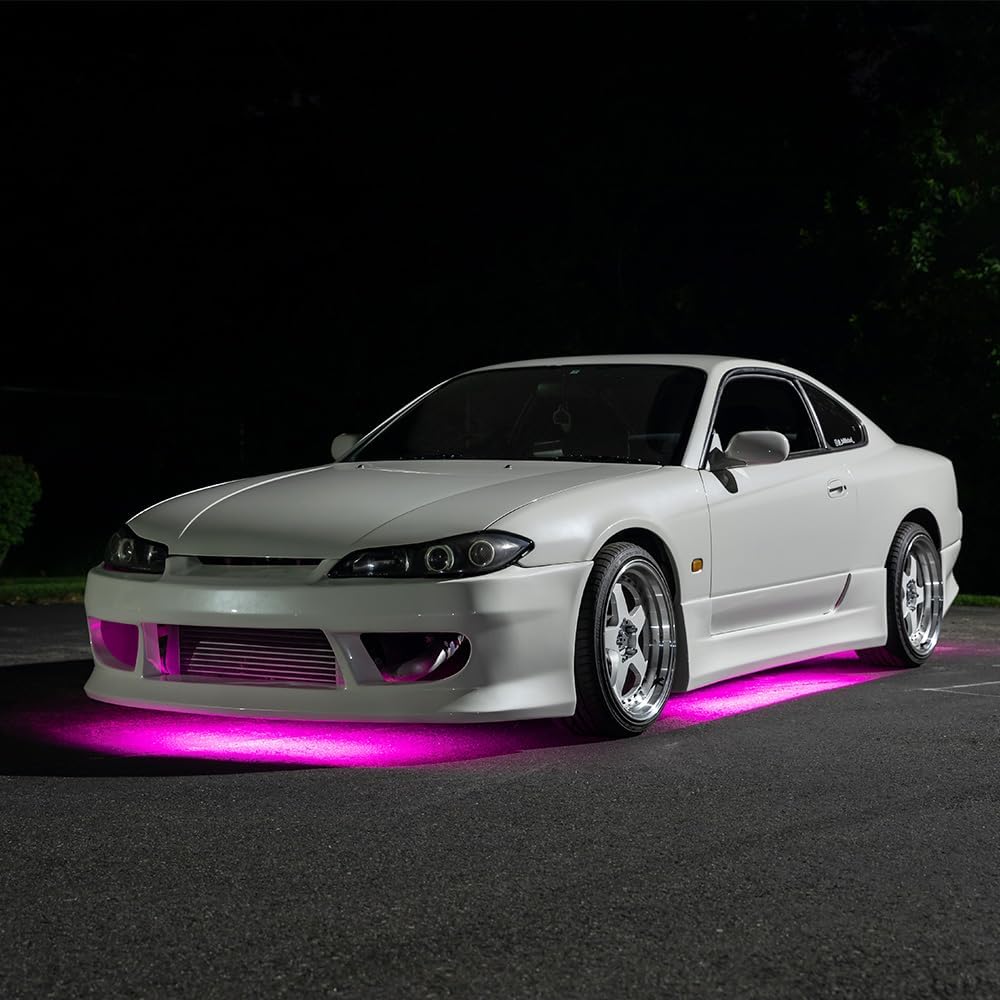 LEDGlow 4pc Pink LED Flexible Car Slimline Underbody Underglow Accent Neon Li...