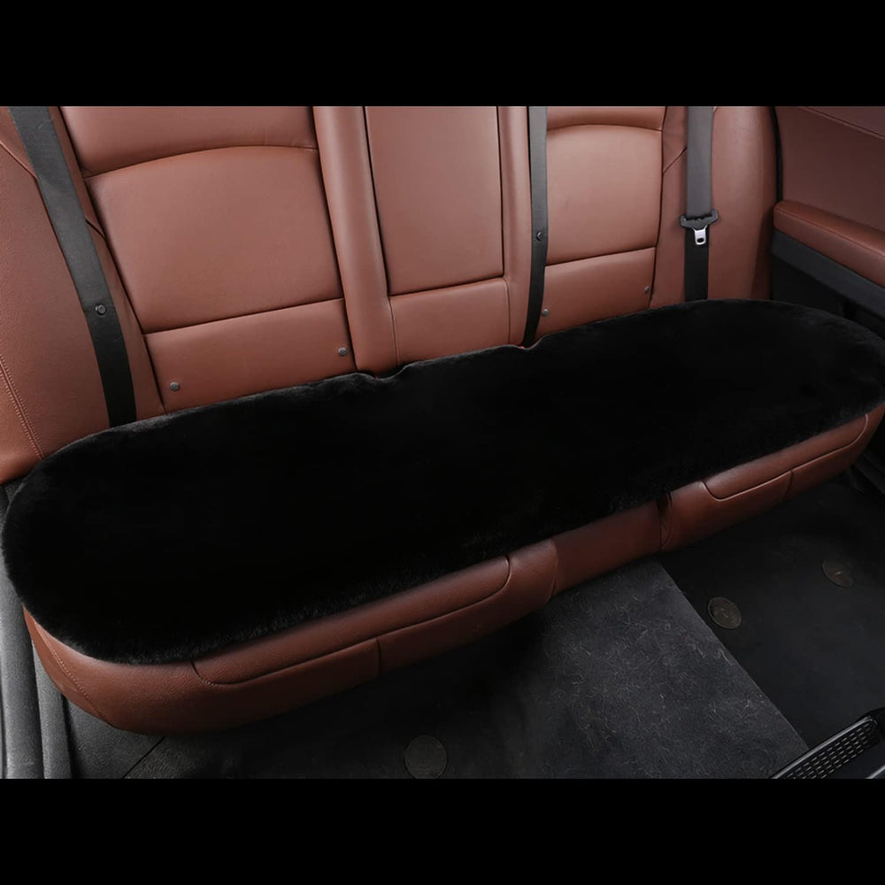 3Pcs Car Seat Covers Fluffy Wool Car Interior Front & Back Seat Cover,Black