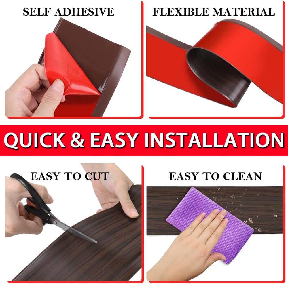 Vinyl Wall Base Rubber Baseboard Molding Trim Self Adhesive 4" Wide