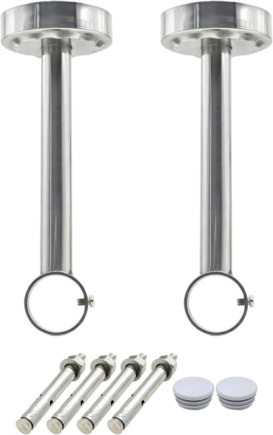 2 Pack Ceiling Mount Bracket, Stainless Steel Wardrobe Pipe Bracket Rod Holde...