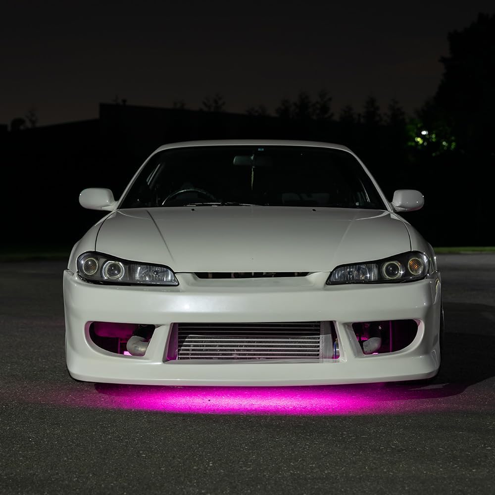 LEDGlow 4pc Pink LED Flexible Car Slimline Underbody Underglow Accent Neon Li...