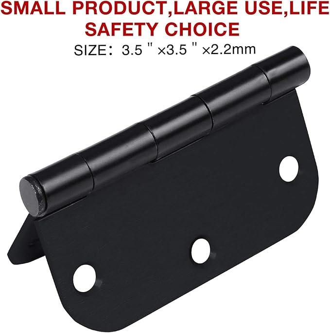 42 Pack Matte Black Door Hinges 3.5 Inch 5/8" Radius, Interior 3 1/2&quo...