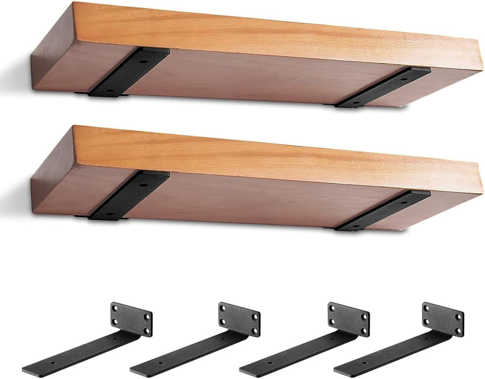 4 Pack Heavy Duty Metal Shelf Brackets 10 inch Long,Black