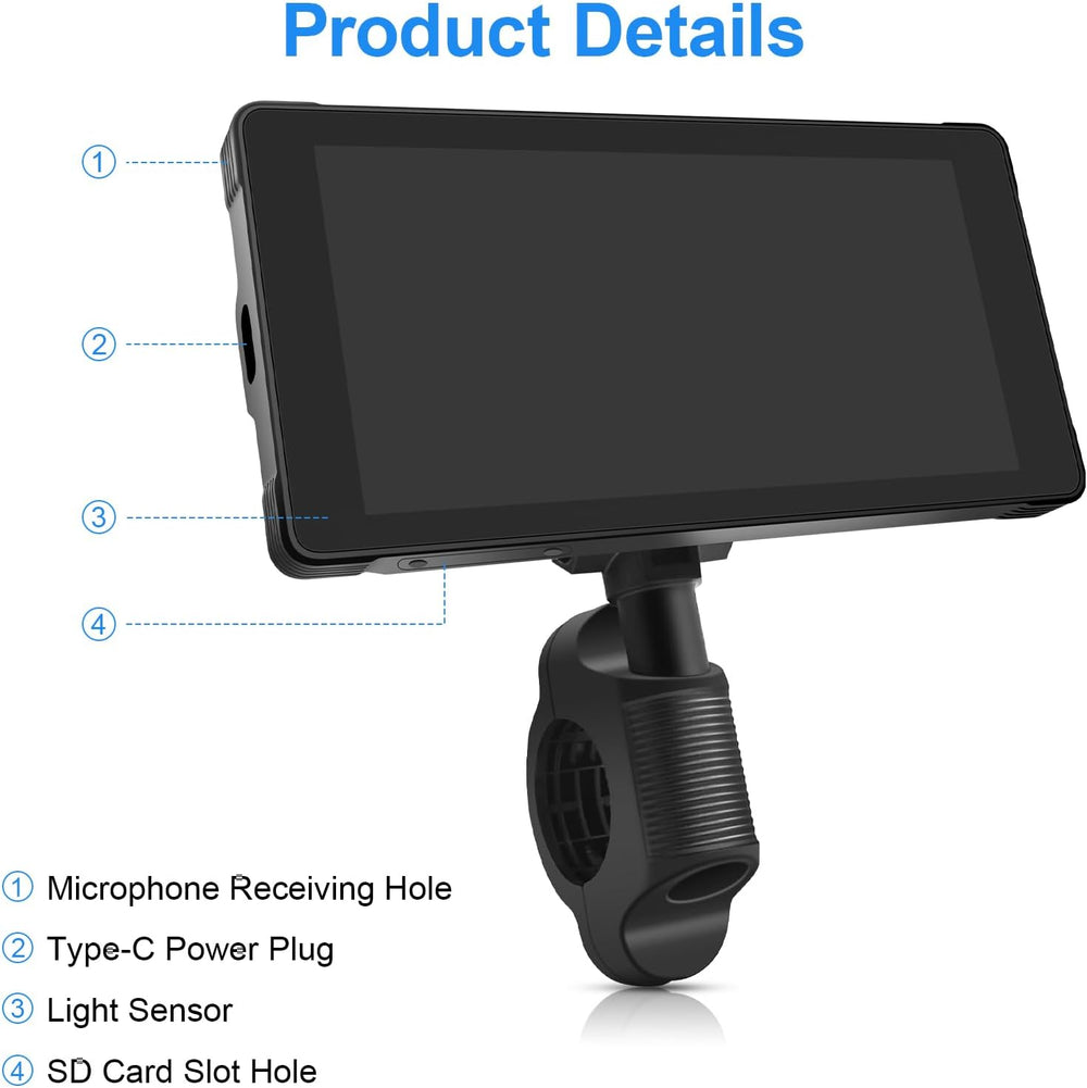5.5-Inch Motorcycle CarPlay with 128G SD Card, 2K Dual Dash Cam