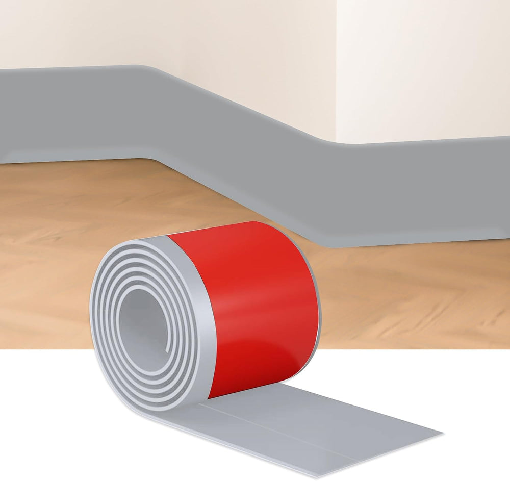 Grey Wall Molding Trim 4 Inch x 40 Feet, Wall Baseboard Molding Trim Flexible...