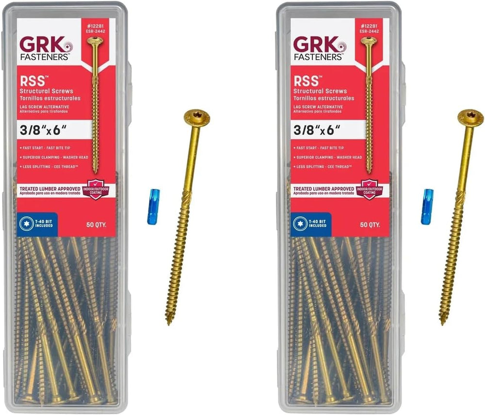 GRK 12281 3/8x6 Star Drive Washer Head Climatek Coated Steel RSS Rugged Struc...