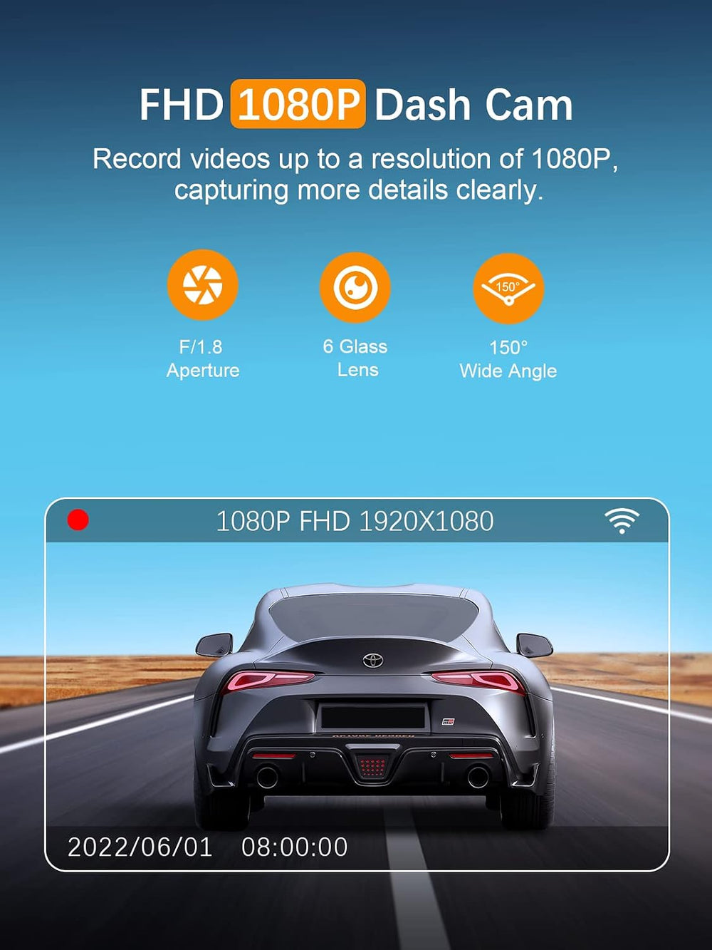 ARIFAYZ Dash Cam WiFi FHD 1080P Car Camera, Front Dash Camera for Cars, Mini ...