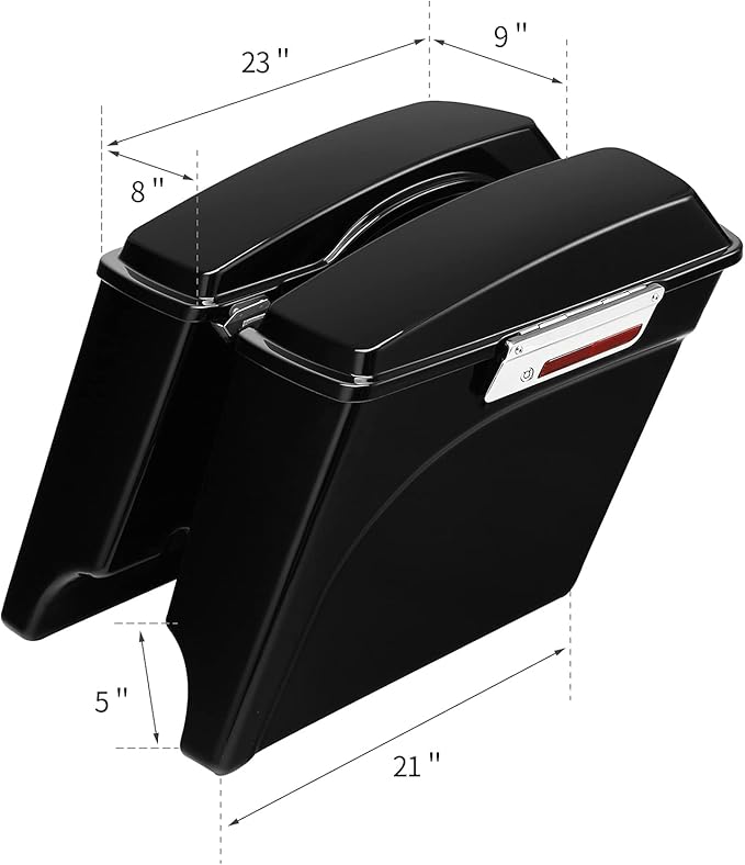 XFMT Motorcycle Stretched Saddlebags 5" Extended Hard Saddle Bags