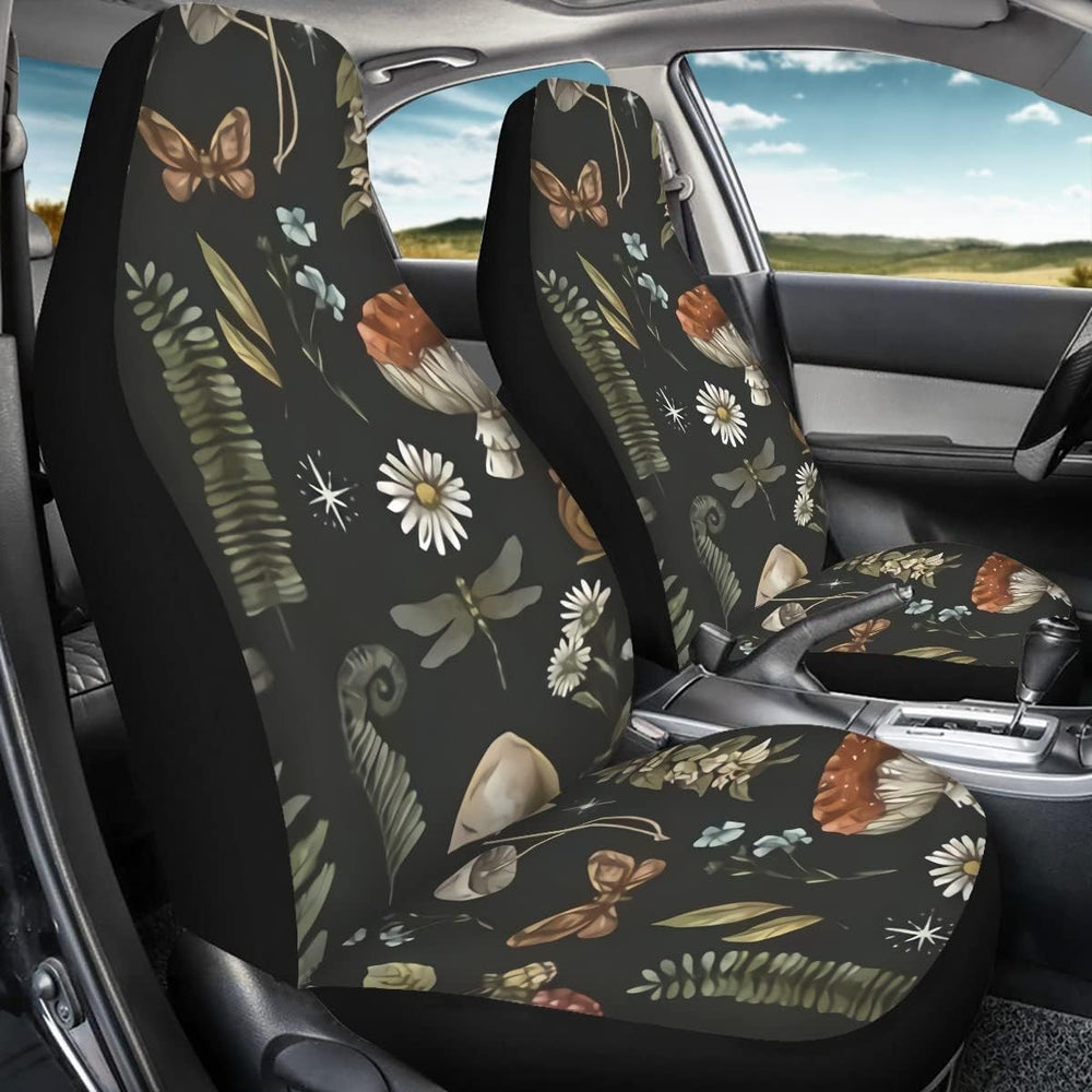 Mushroom Car Seat Covers,2 Pcs,Daisy Dragonfly Butterflies Mushroom Auto Seat...
