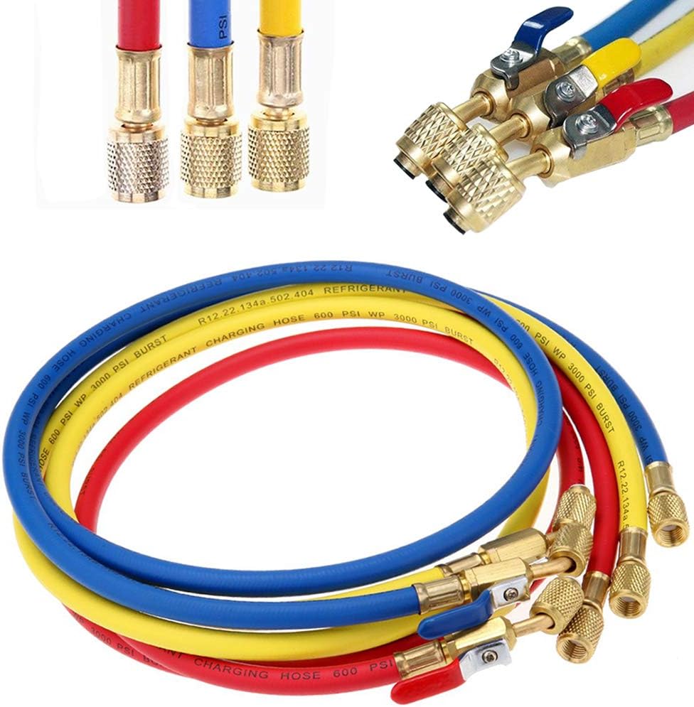 Refrigerant Charging Hose with Ball Valve Apply to R134A R12 R22 R502 R404 Re...