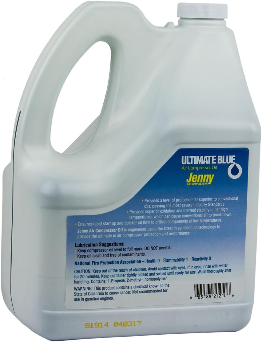 Air Compressor Oil 100% Synthetic 1 GA Gallon Jenny Ultimate Blue 105-1210