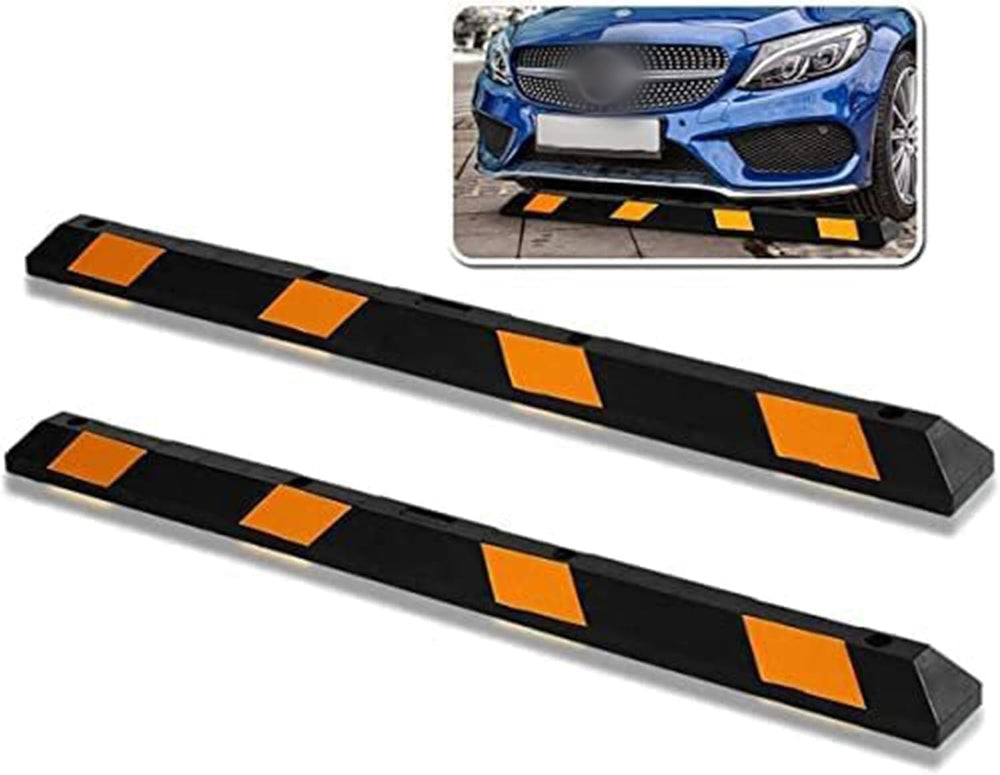 ZONETECH Large Heavy Duty Rubber Parking Curb – 72” Premium Quality Auto Gara...