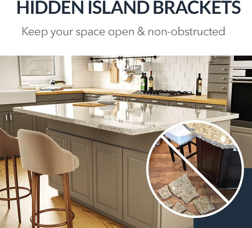 IRONSUPPORTS.COM Iron Supports Hidden Island Countertop Support Bracket - Hea...