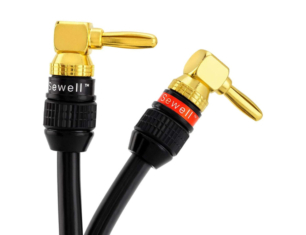 Sewell Deadbolt Right-Angle Banana Plugs, 6 Pairs Quick Connect Gold Plated S...
