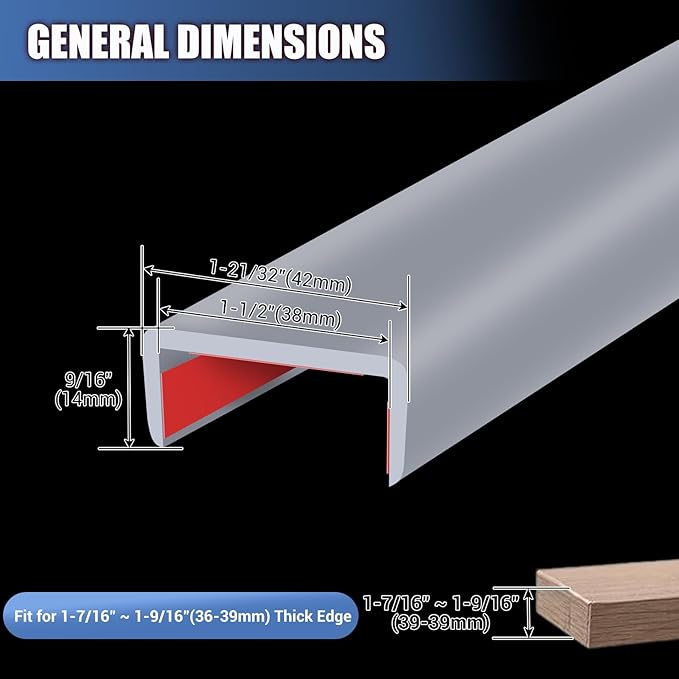 Rubber Edge Trim, Flexible Self Adhesive U Shaped Peel and Stick Edge Banding