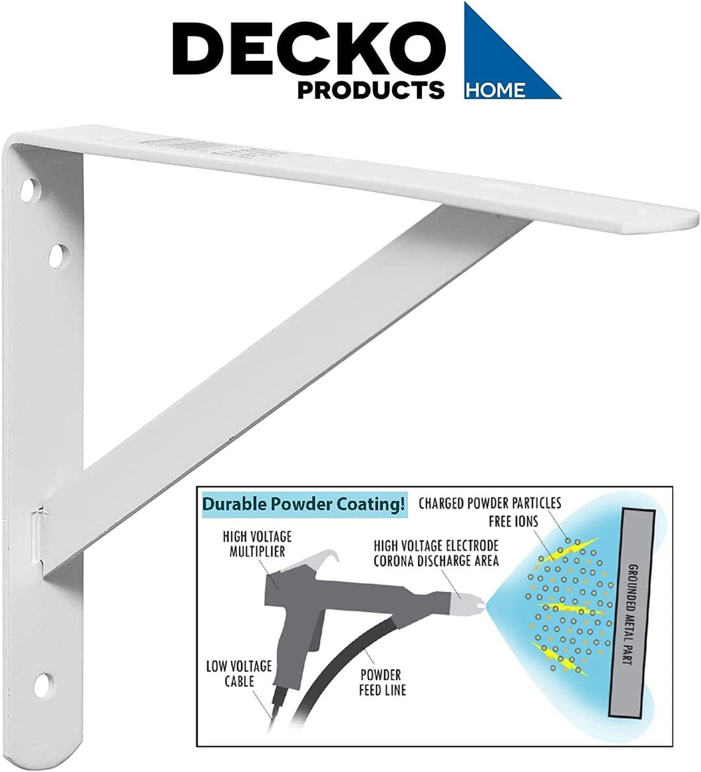 Decko Products 49149-10 Heavy-Duty Shelf Bracket, 19.25-Inch X 12.50-Inch, Wh...