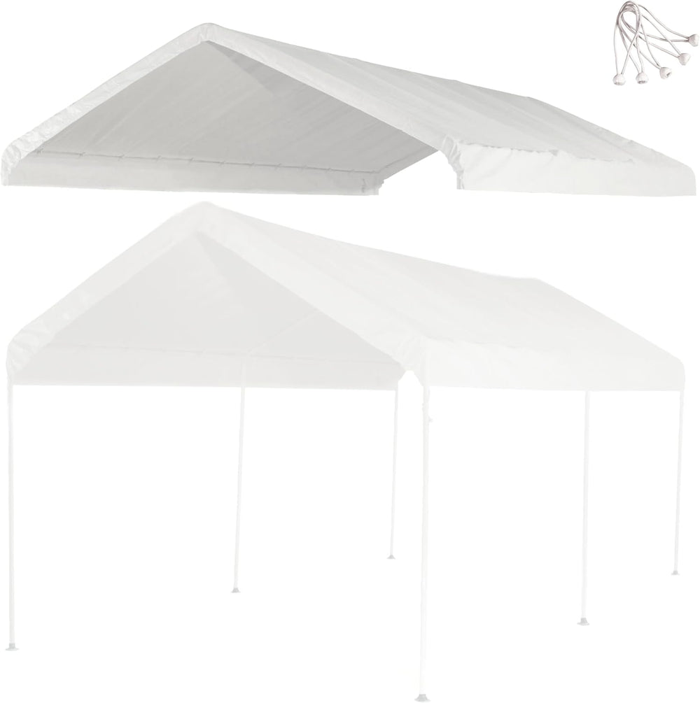 10x20 ft Carport Replacement Canopy Cover - Heavy-Duty Waterproof Tarp with U...