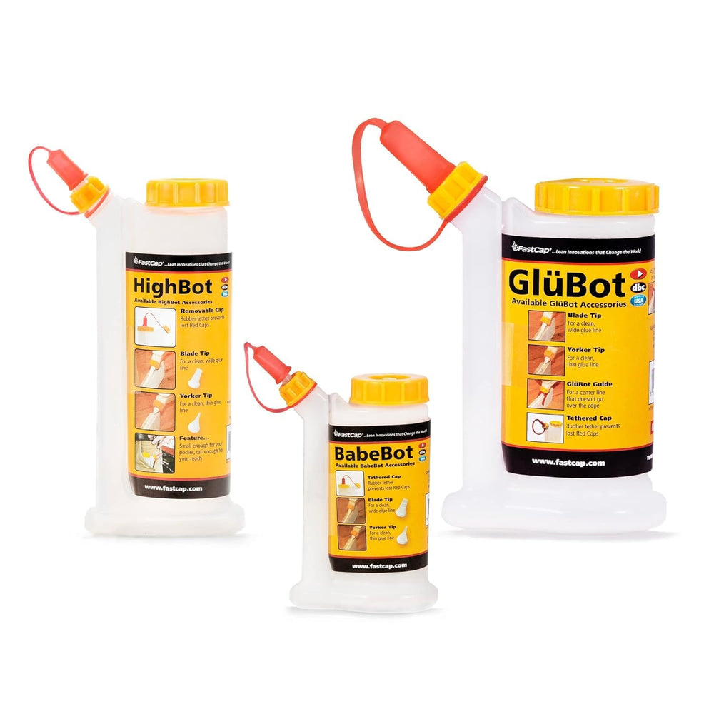 FastCap Glue Bottles, Trio Pack (4oz,6oz,16oz), with 2-Chamber No-Drip System...