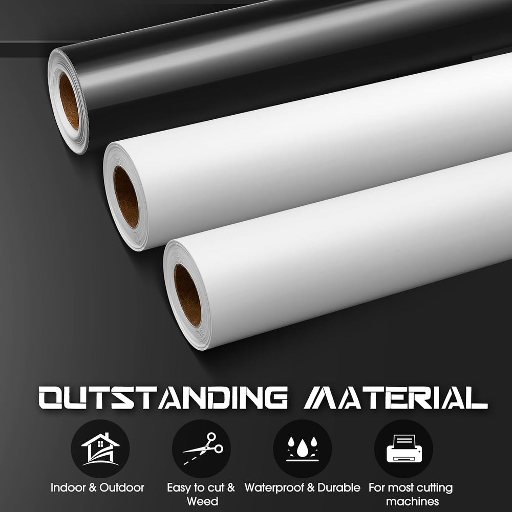 Gueevin Black Permanent Vinyl Roll 36" X 20 ft, Self Adhesive