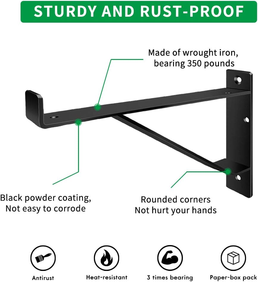 Heavy Duty Shelf Brackets 16 inch, Industrial Wall Brackets with Lip Metal St...